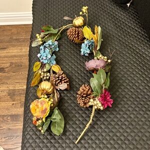 Pier 1 Fall Floral Garland with Gold Pumpkins